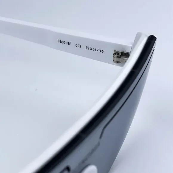 NEW Balenciaga BB0003S 002 White Silver Grey Mirrored Unisex Sunglasses